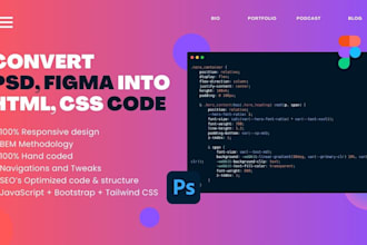convert PSD to HTML CSS responsive web design