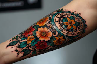 draw amazing tattoo design, traditional tattoo, realistic sleeve tattoo design