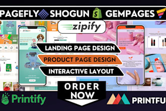 design shopify store pagefly product landing page design with shogun or gempages