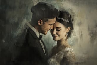 create a couple portrait, wedding illustration