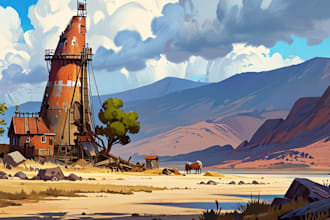 create a digital oil painting and concept art of environment