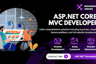 build software applications and fix bugs in asp dot net mvc core