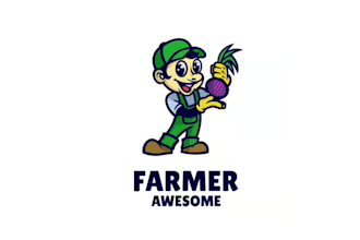 make farmer and mascot cartoon character logo
