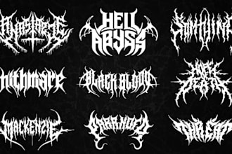draw custom black, slam, brutal, grindcore death metal logo for your band