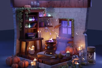 create 3d environment model, props for game, VR in maya, unity