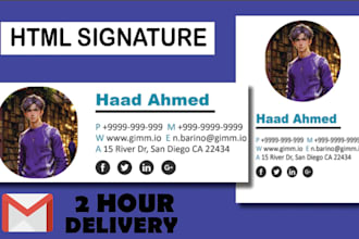 make a clickable HTML email signature for outlook and gmail