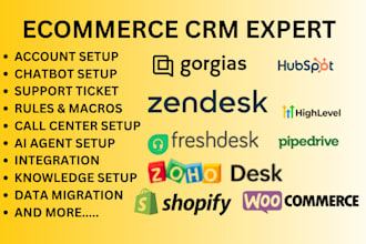 setup gorgias zendesk hubspot freshdesk intercom zohodesk CRM chatbot pipedrive