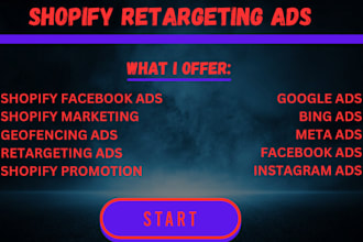 do shopify retargeting ads, geofencing ads, bing ads, meta ads for business page