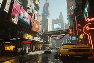 design cyberpunk futuristic city landscape or sci fi concept