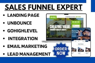 setup sales funnel simvoly unbounce gohighlevel funnelish instapage thinkific va