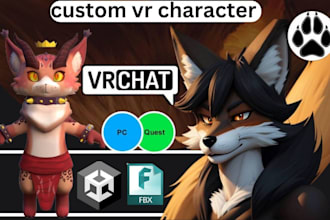 make a vrchat avatar furry avatar 3d model vr character for both pc and quest