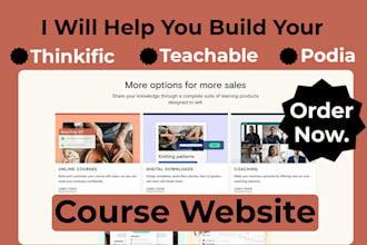 setup courses and design new zenler, thinkific, teachable websites