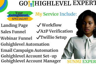 be your gohighlevel expert for go high level website sales funnel, landing page