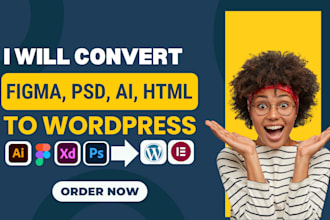 convert figma, xd, PSD to wordpress or elementor pro, design and build websites