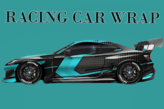 design racing car wrap, custom racing car wrap, vehicle wrap