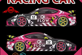 design racing car wrap, custom racing car wrap, vehicle wrap
