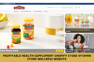 design profitable health supplement shopify store vitamin store wellness website