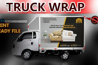 design attractive box truck wrap, box trailer, food trailer,BBQ, food truck,