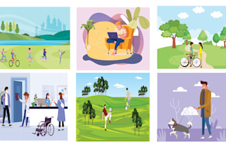 custom 2d flat illustration from your idea