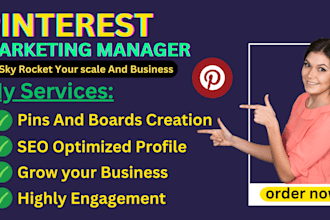 pinterest marketing manager design seo optimized pins boards