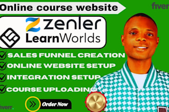 set up your new zenler online course website and sales funnel, learnworlds