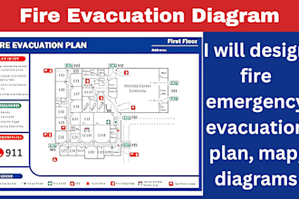 design fire emergency life safety plan, evacuation plan, map, diagrams