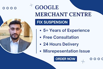 fix google merchant center suspension, shopping ads setup