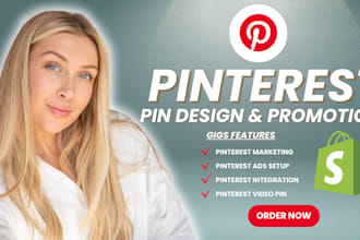 design pin pinterest, posting, ads marketing, and shop setup