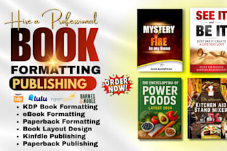 do amazon KDP book publishing, book formatting and cookbook formatting