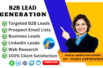 b2b lead generation, linkedin lead generation and build a prospect email list