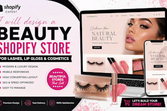 design a beauty shopify store lashes, lip gloss and cosmetics
