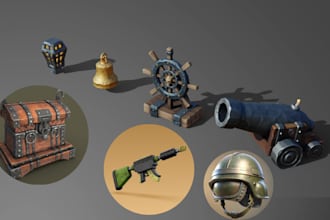 do 3d game asset and weapon and gun for props and immersive virtual worlds
