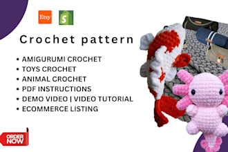 detailed amigurumi crochet patterns picture, pdf, video etsy shopify marketing