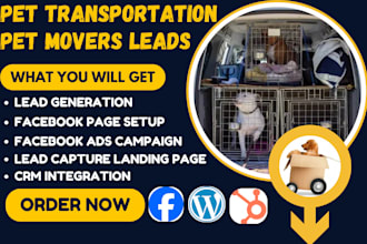 generate pet transport leads pet shipping leads pet movers leads landing page