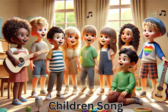 write sing children song,  kid song nursery rhymes, lullaby jingle for channel