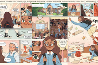 illustrate your comic book page, storyboard and illustration in panels