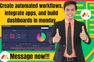 create automated workflows, integrate apps, and build dashboards in monday