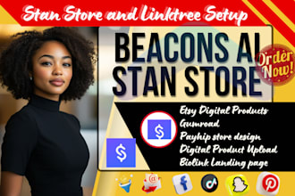 set up stan store, etsy linktree biolink landing page or beacons ai for tiktok