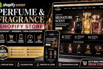 design a luxury perfume shopify store for fragrance and cologne brands