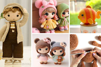 write detailed amigurumi crotchet pattern and knit for your etsy store crotchet
