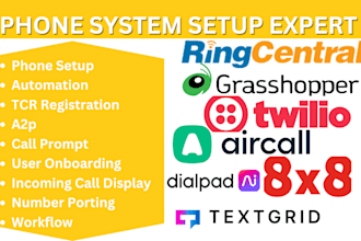 setup ringcentral grasshopper twilio aircall  8x8 openphone tcr 3cx phone setup