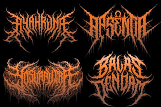 draw a detailed, brutal metal band logo