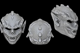 sculpt 3d cosplay mask 3d oni mask 3d helmet 3d halloween mask model 3d printing
