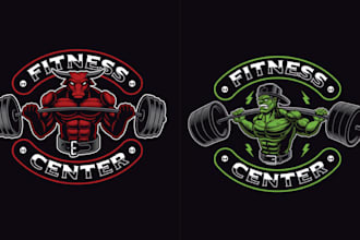 create hand drawn animal gym health fitness logo