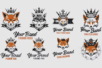design amazing animal wolf fox and vintage logo