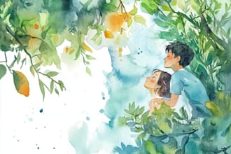 draw custom sketch or illustration with watercolor