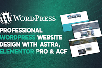 create a custom wordpress website using elementor pro, acf, and astra theme