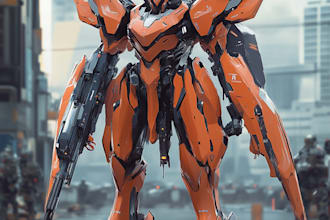 draw a mecha robot art and concept art