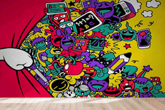 do doodle, mural, wall art for home, office and restaurant