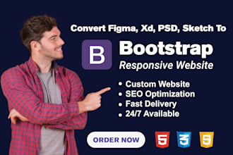 design a fully responsive HTML CSS bootstrap website